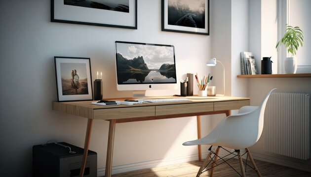 stylistic home office, decoration, workplace Generative AI, Generativ, KI