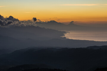 Sunset overlooking the Buleleng coastline in North Bali Indonesia