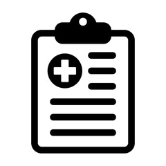 Medical history icon, medical report symbol. Health care clipboard icon. Medical card icon.