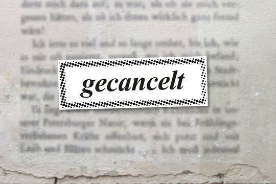 gecancelt label mit schrift hintergrund