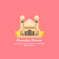 cute mosque cartoon. ramadhan greeting