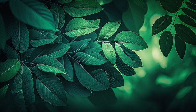 closeup green leaves wallpaper background © roeum