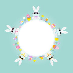 Wei&szlig;e Osterhasen Sonnenbrille Maske Rahmen Rund T&uuml;rkis