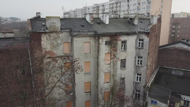 Drone video of an abondoned apartment in warsaw