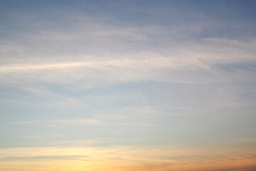 Colourful cloudy twilight beautiful sky cityscape sunset and morning sunrise. Dramatic evening night early morning view. Panoramic nature background concept. Copy space for text. World environment day
