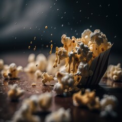 Fototapeta na wymiar Close-Up Of Popcorns.Generative AI