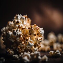 Close-Up Of Popcorns.Generative AI