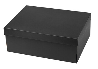 Black shoe box isolated on transparent background with clipping path