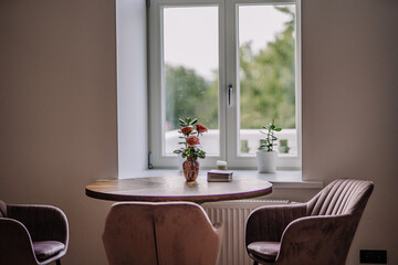 room interior with flowers