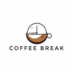 Coffee time icon, emblem. Linear symbol for web and mobile phone on white background. Coffee cup