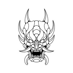 premium vector | Japnese oni mask devil hand drawn illustration