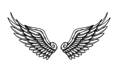 Obraz premium vector angel wings tribal tattoo