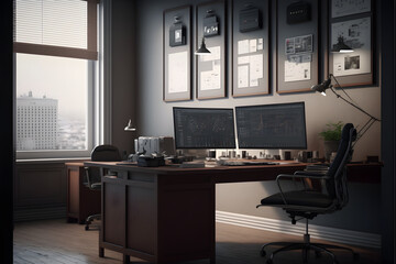 Stock Traders Modern Interior Office Workspace for the business of trading investment finance, Stock Exchange Trading Screens, Professional Traders of Stocks and Crypto Markets, generative ai jpeg 27
