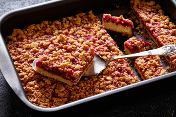 Raspberry Crumble Sheet Pan Pie, top view