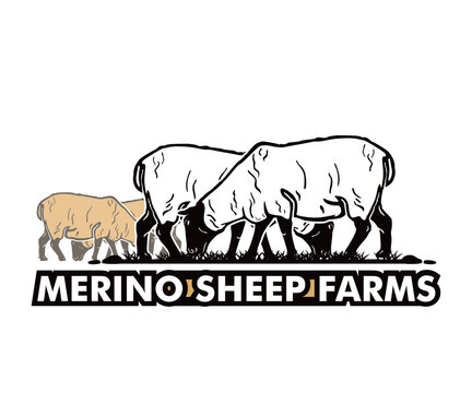 MERINO SHEEP LOGO, silhouette of great goat standing vector illustrations