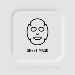 Facial sheet mask thin line icon. Modern vector illustration for beauty shop.