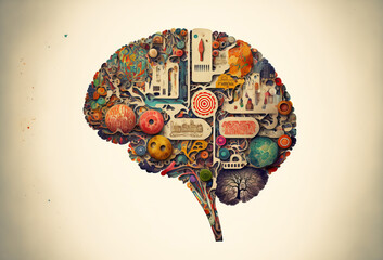 Concept art of a human brain with knowledge and creativity. generative ai - obrazy, fototapety, plakaty