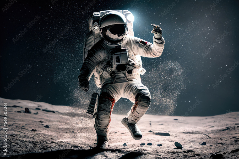 Canvas Prints astronaut in space suit dancing on moon surface. space exploration. creative image. created with gen