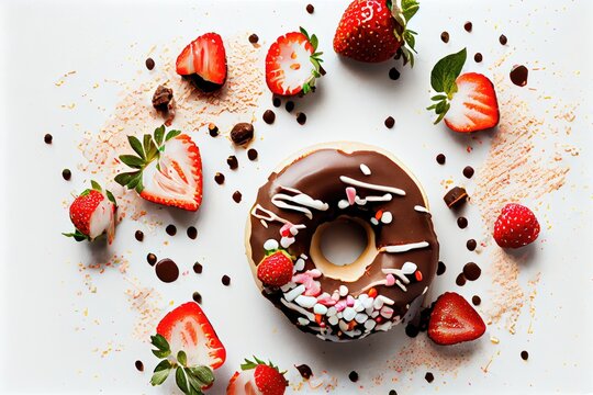 Close up donut chocolate sprinkles