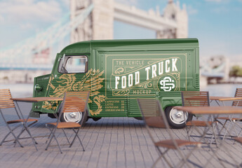 Vintage Food Truck Scene Mockup
