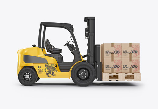 Forklift with Boxes Mockup