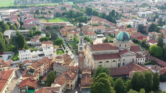 City of Thiene cathedral aerial view drone