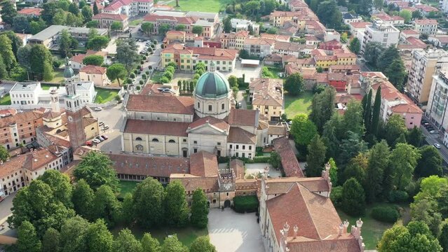 city of Thiene cathedral aerial view of cathedral