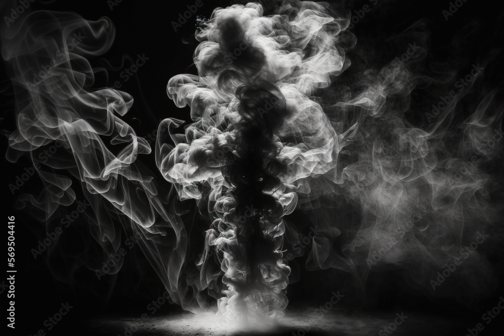 Aufkleber floor covered in smoke. black background in isolation. design component. generative ai