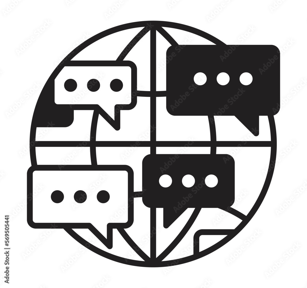 Poster networking icon - message bubbles in globe