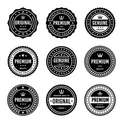 Classic Vintage Retro Premium Vector Badge, Emblem, Logo, Label, Sticker, Stamp, Symbol, Seal, Banner Frame Collection Set