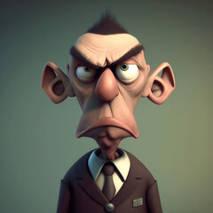 A character with a serious expression