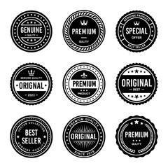 Classic Vintage Retro Premium Vector Badge, Emblem, Logo, Label, Sticker, Stamp, Symbol, Seal, Banner Frame Collection Set