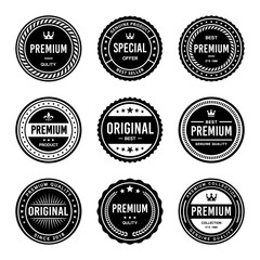 Classic Vintage Retro Premium Vector Badge, Emblem, Logo, Label, Sticker, Stamp, Symbol, Seal, Banner Frame Collection Set