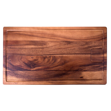 Square wooden tray isolated on a transparent background.