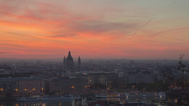 Budapest Hungary - St Stephens Basilica - Sunrise Time Lapse