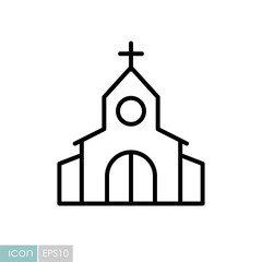 Church with cross isolated vector icon