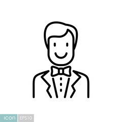 Groom, bridegroom, fiance man in costume icon