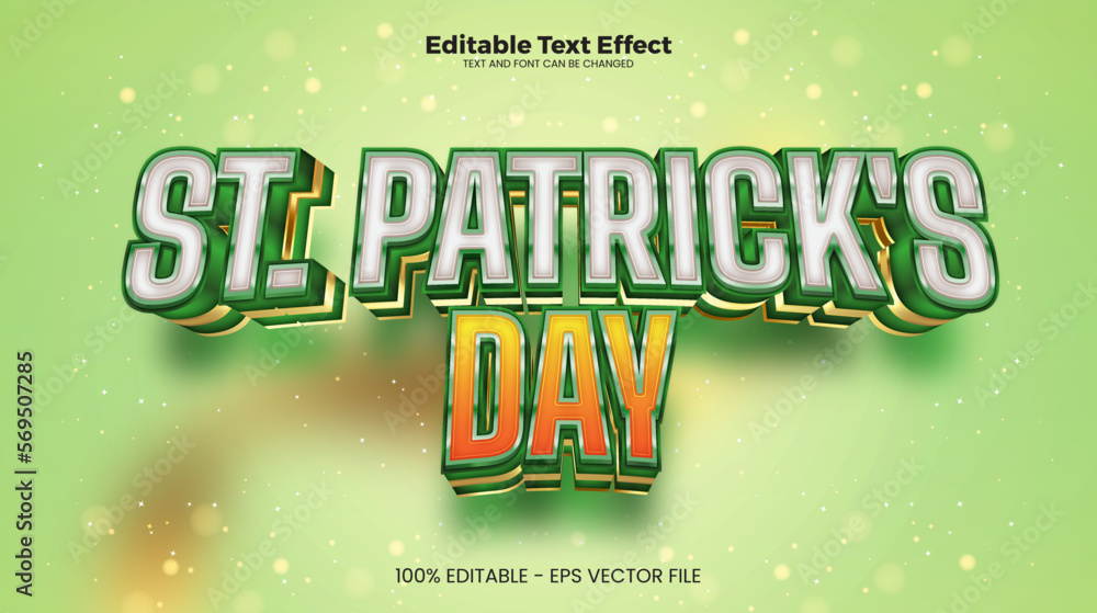 Wall mural st. patrick`s day editable text effect in modern trend