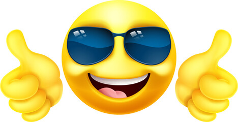 Emoji Emoticon Face In Sunglasses Cartoon Icon