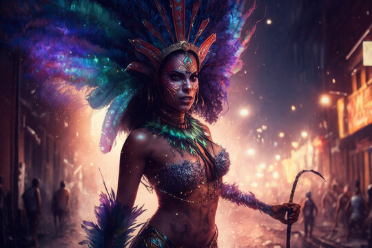 Carnival, latina dancer. Queen of carnival. AI Generative