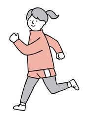 ランニングをする女性のイラスト素材　イエロー
