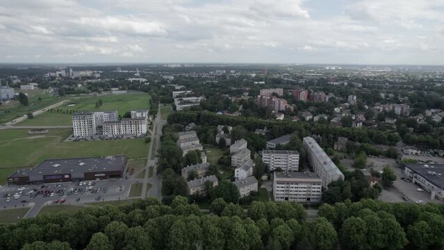 Riga city soviet buildings and streets in the summer
