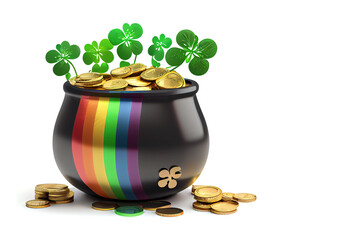 Colourful St Patrick's Day Pot of Gold Traditional Irish Concept Generative AI Illustration