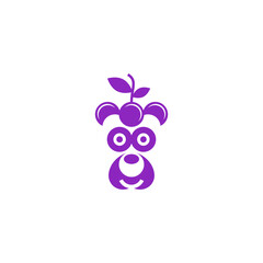 Grape combination with a funny bear. Logo design.