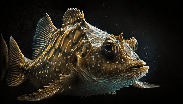 Glowing Stargazer Fish Under the Sea