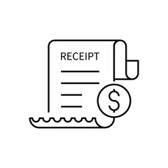 Payment receipt icon des, Invoice paper sign, digital receipt pictogram. isolated on white background