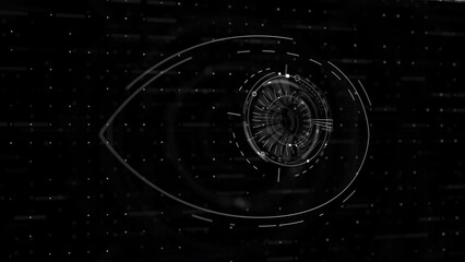 Artificial intelligence and eye are spying on the internet and people. Security software made for network security is monitoring.
