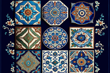 Mediterranean seamless pattern from Moroccan tilesCan be used for wallpaper, pattern fills, web page background, surface textures. Seamless tile ornament in patchwork style. Vector illustration