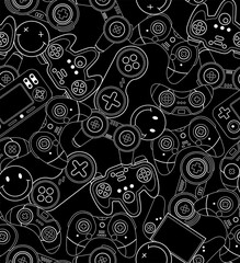 Video Games controller background Gadgets and Devices Seamless pattern © Aglaia
