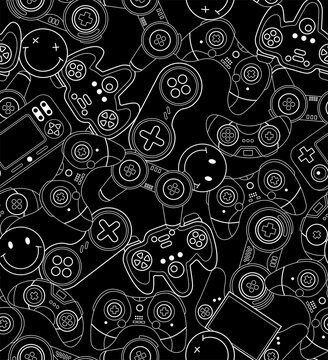 Video Games controller background Gadgets and Devices Seamless pattern